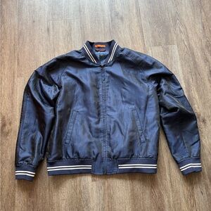 Tallia Men's Navy Floral Textured Bomber Jacket